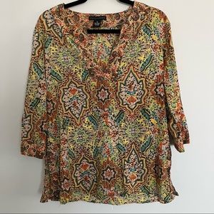 Grace Element Paisley Tunic Three Quarter Sleeves 100% Cotton. Size M